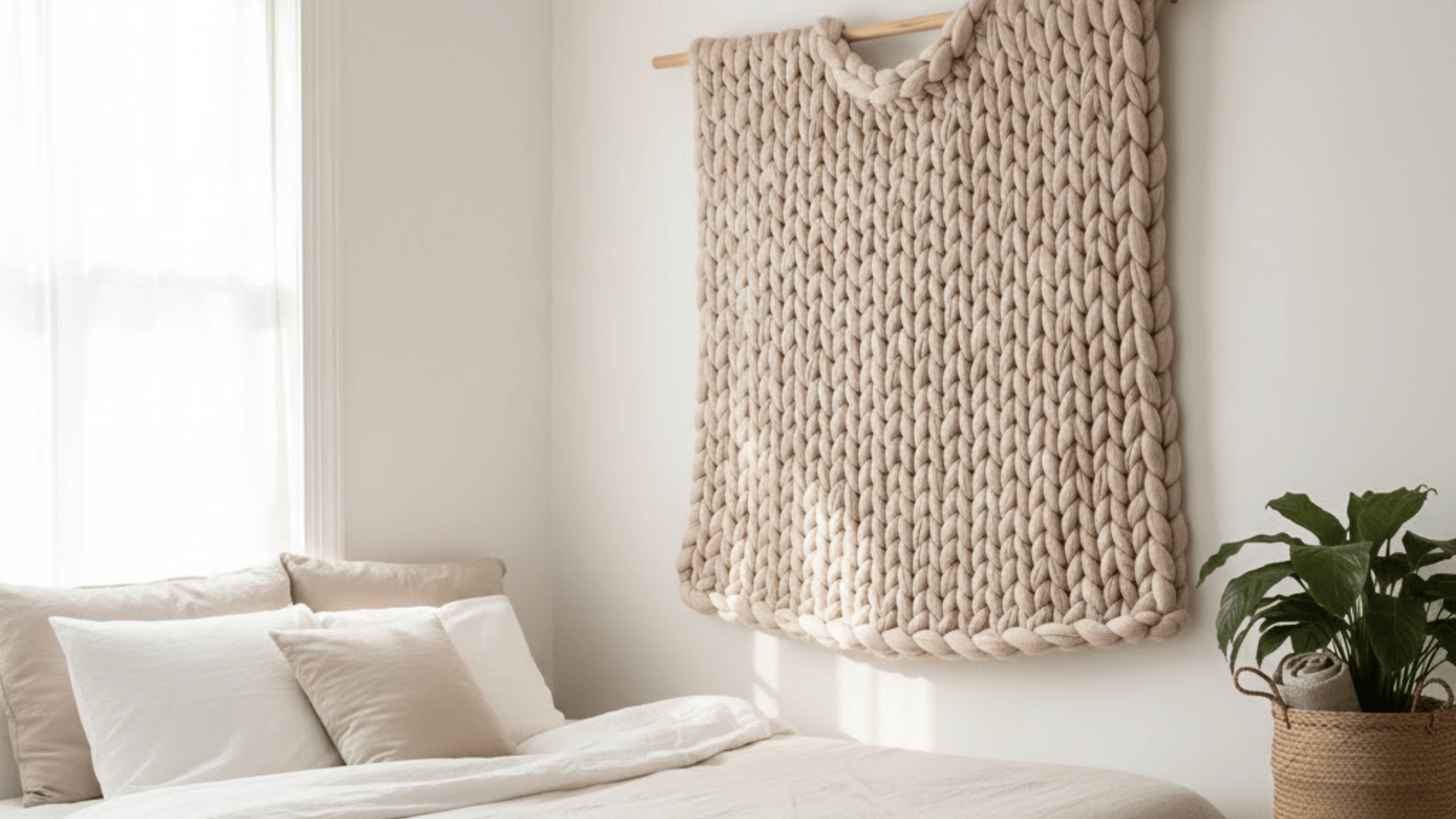 cozy throw blanket as wall décor