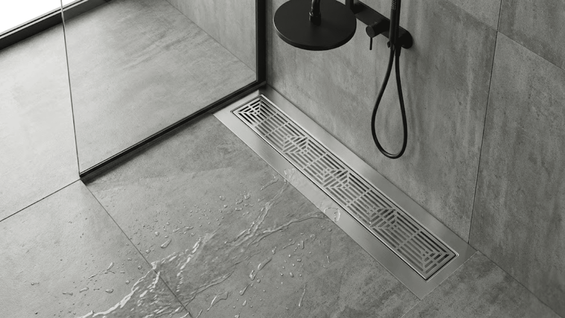 doorless shower with linear drain