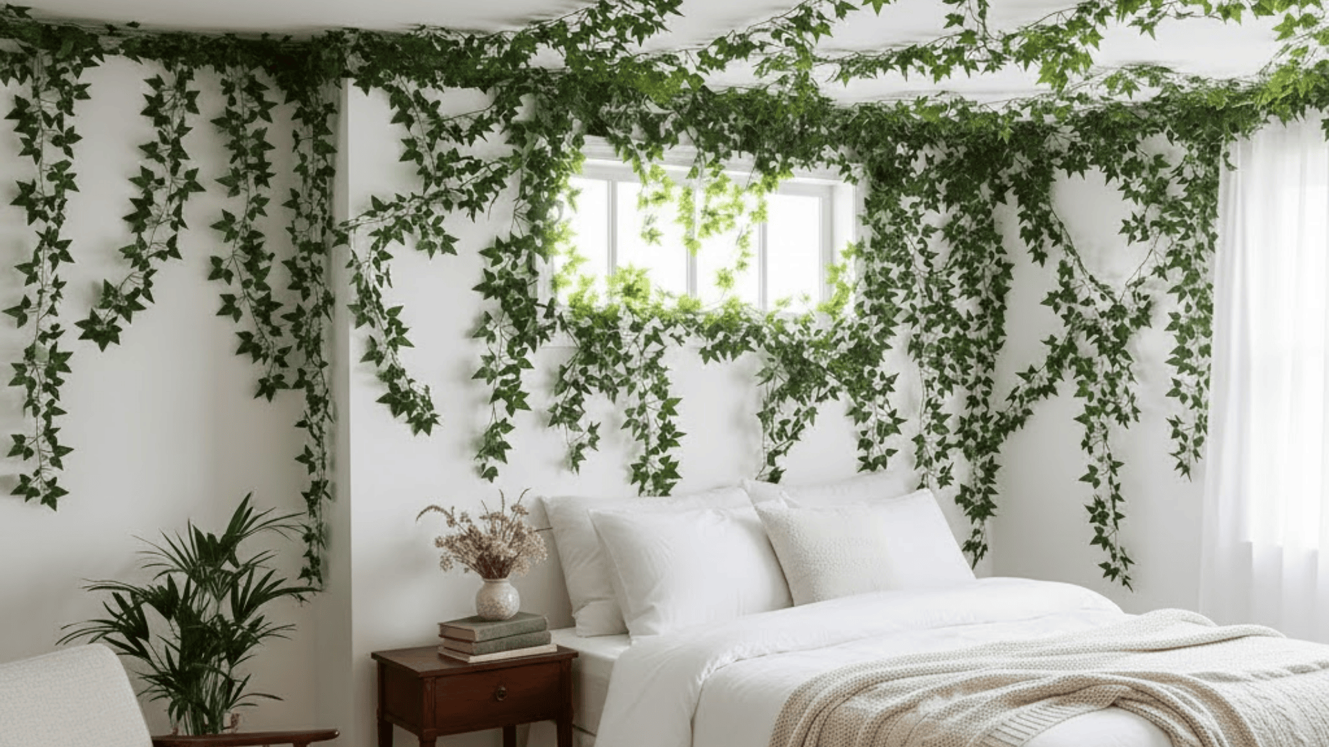 fake ivy vines across the ceiling or walls