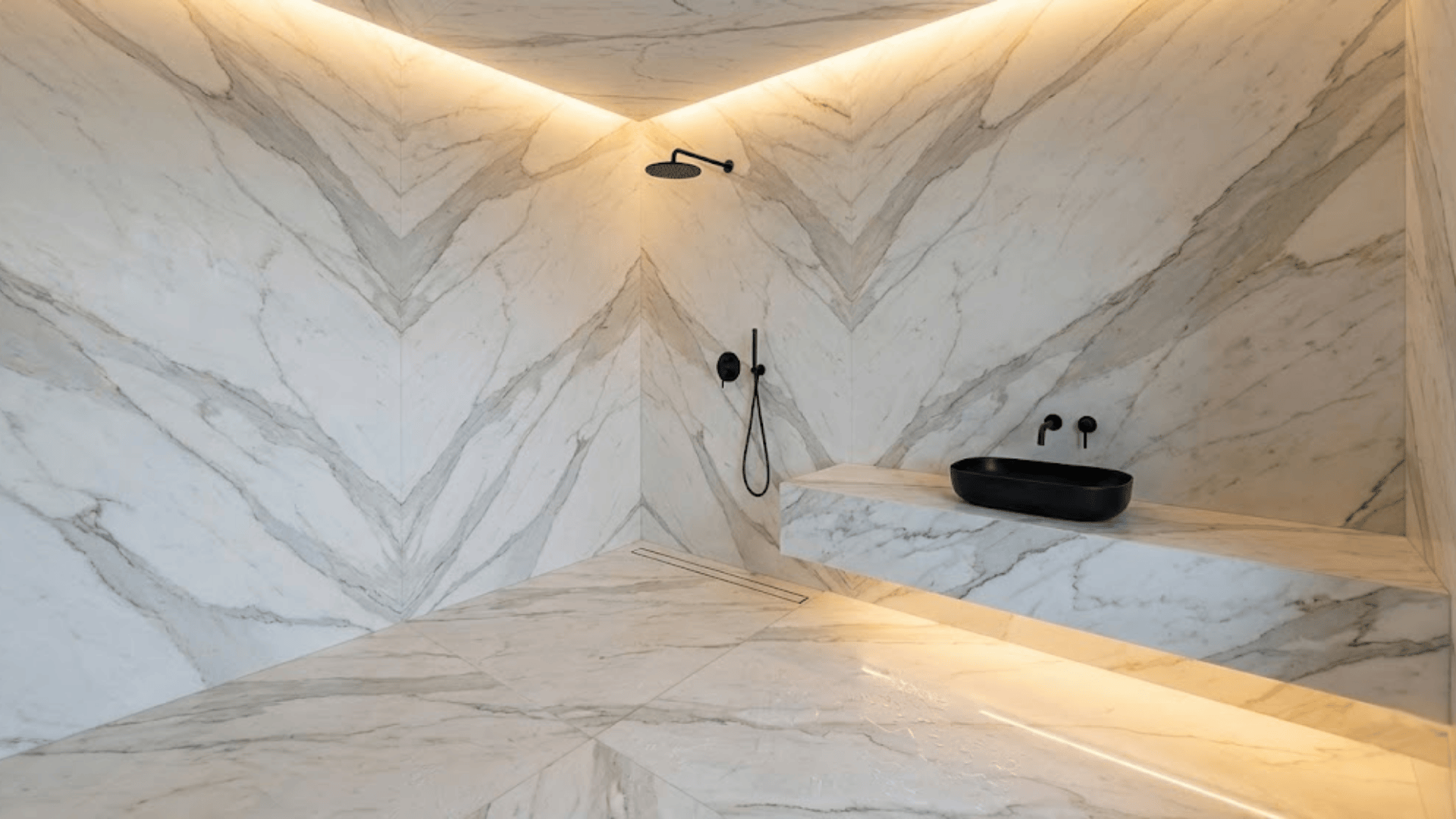 luxury doorless walk in shower with seamless transitions