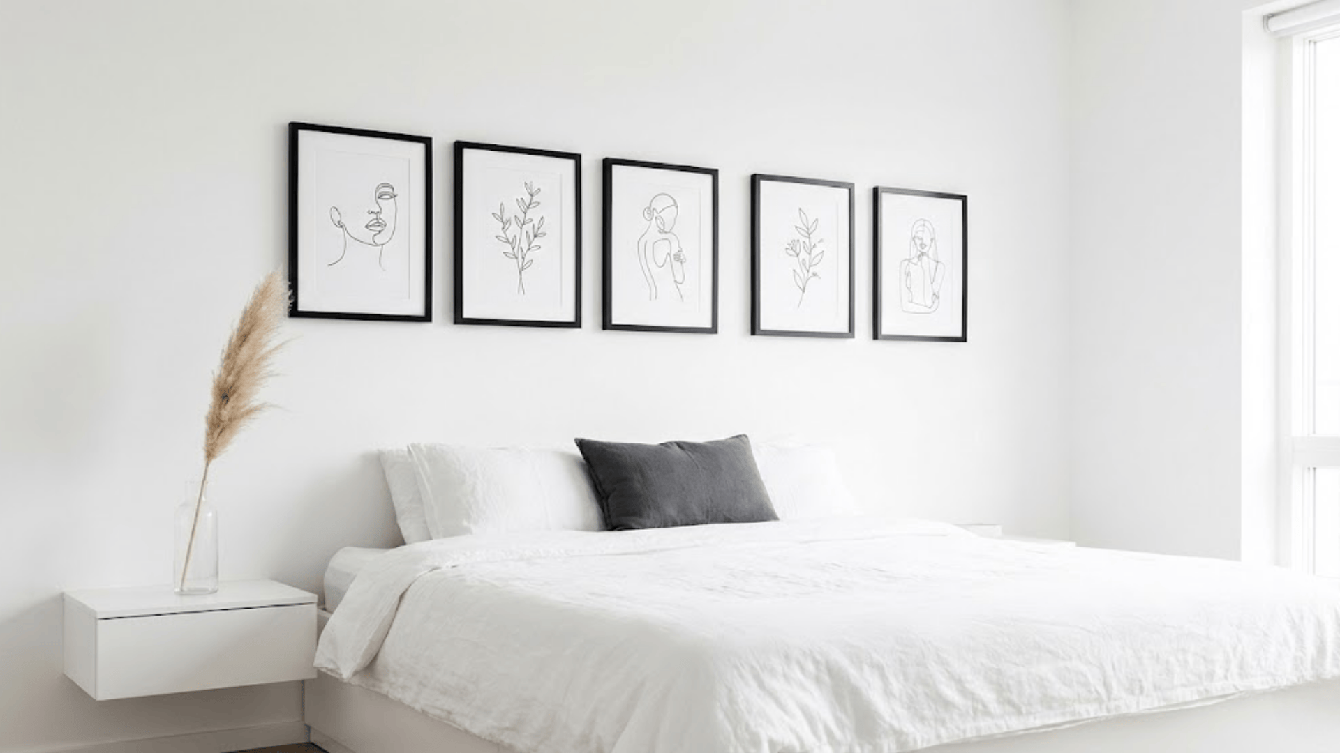 minimalist line art prints arrangement