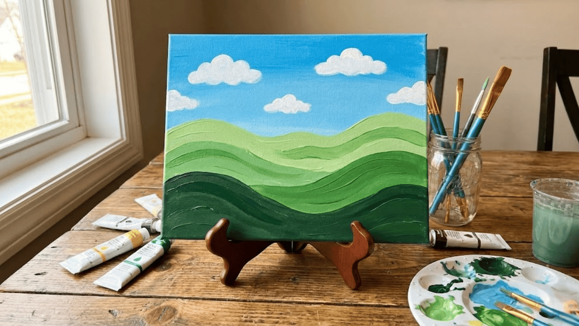 rolling hills under a blue sky