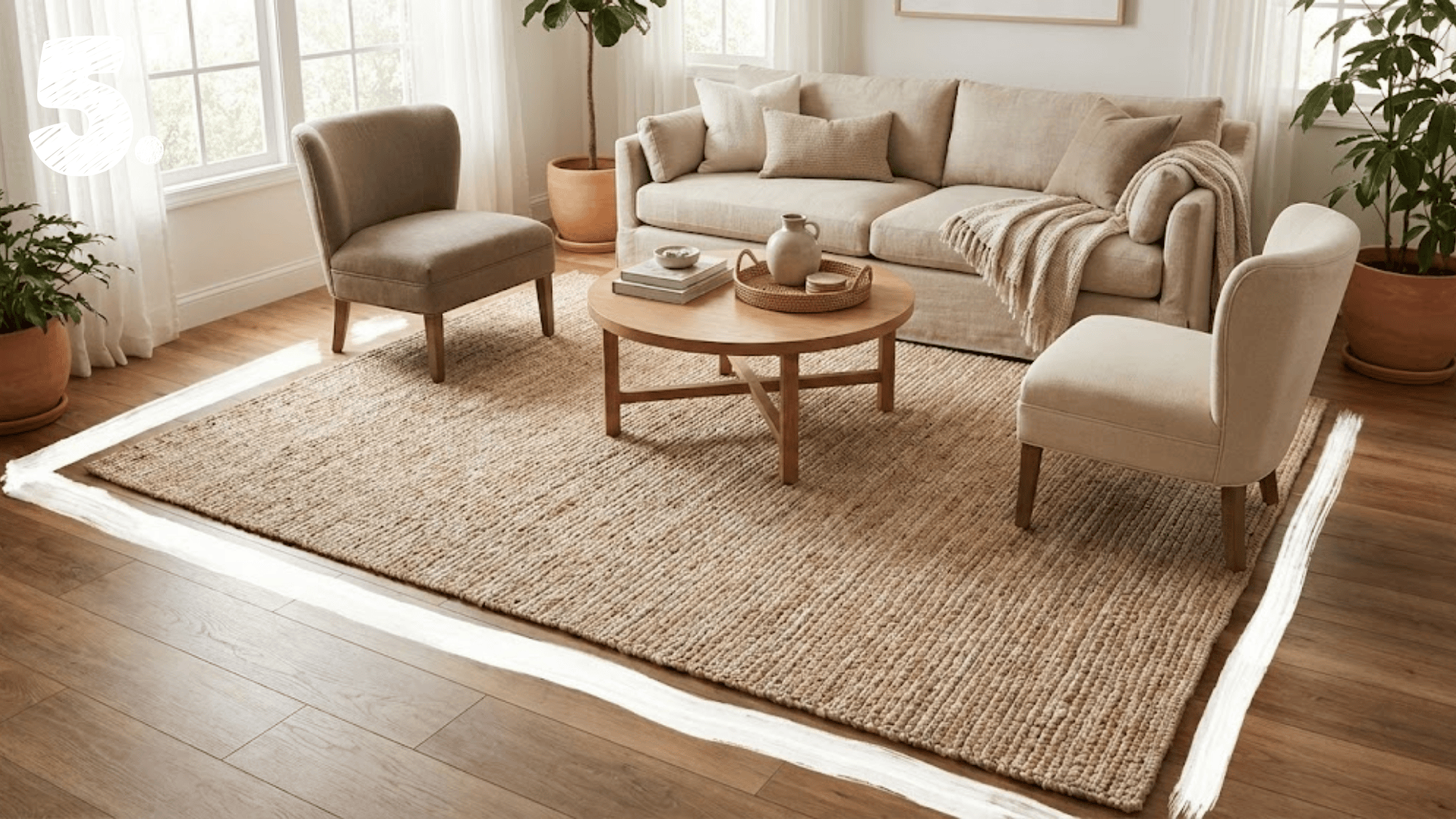 step 5 rug placement for grounding energy
