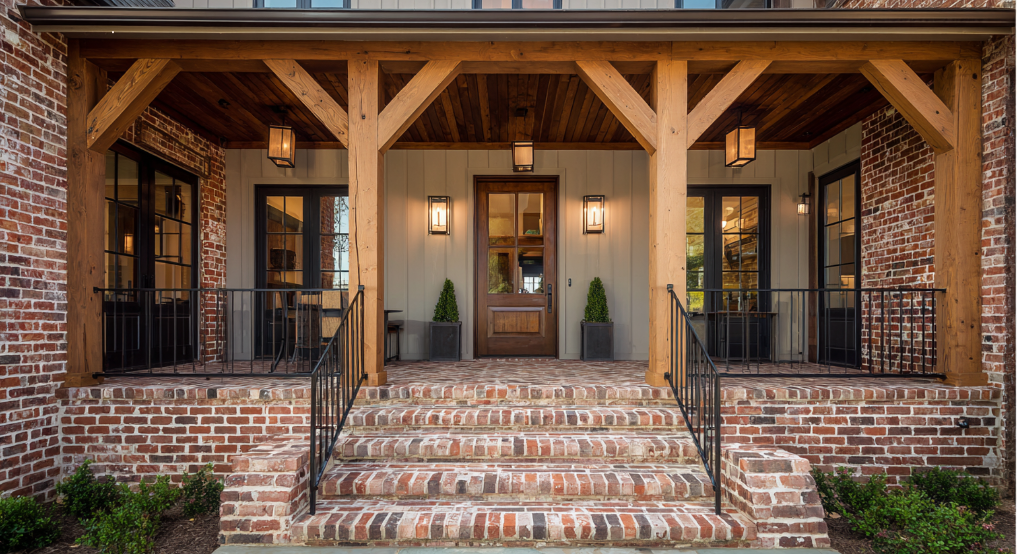 wood beam front porch cover